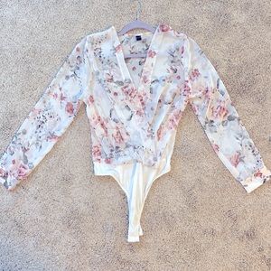 Windsor sheer white floral bodysuit with tank
